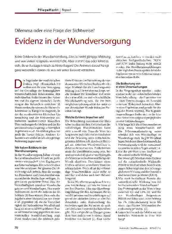 Vorschauseite 1: Evidenz in der Wundversorgung