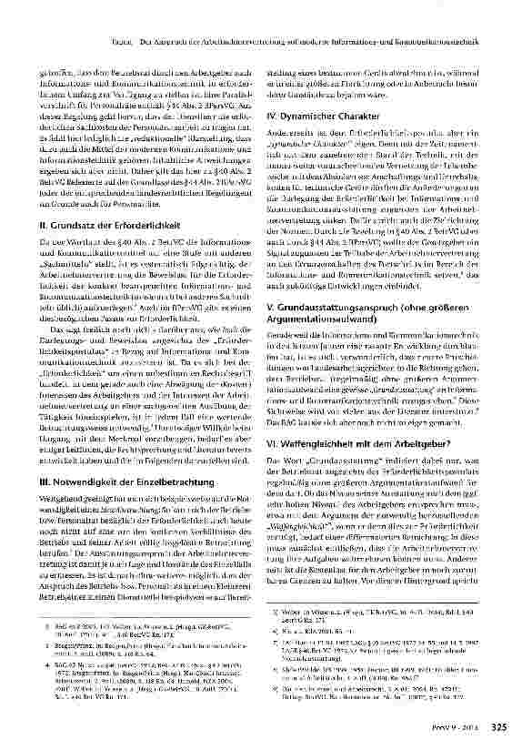 Vorschauseite 2: Der Anspruch der Arbeit-nehmervertretung auf moderne Informationsund Kommunikationstechnik und deren Nutzung im Spiegel aktueller Rechtsprechung