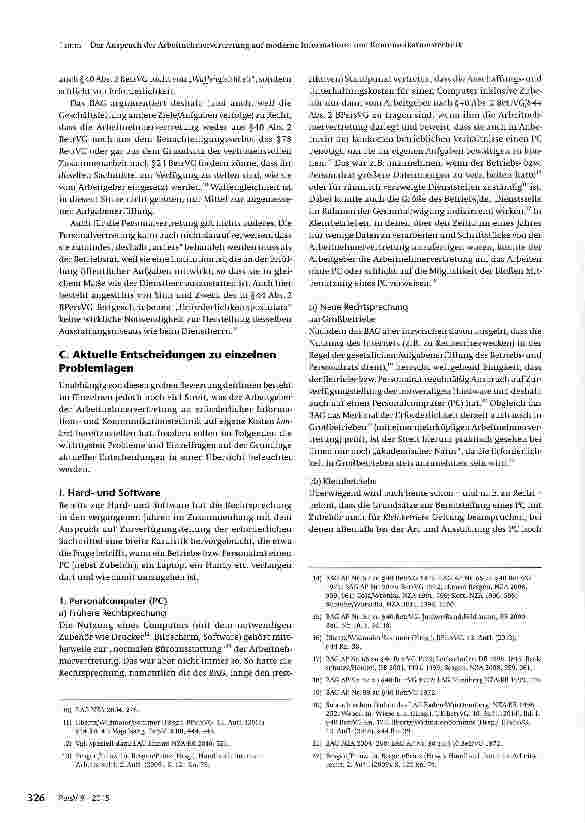 Vorschauseite 3: Der Anspruch der Arbeit-nehmervertretung auf moderne Informationsund Kommunikationstechnik und deren Nutzung im Spiegel aktueller Rechtsprechung