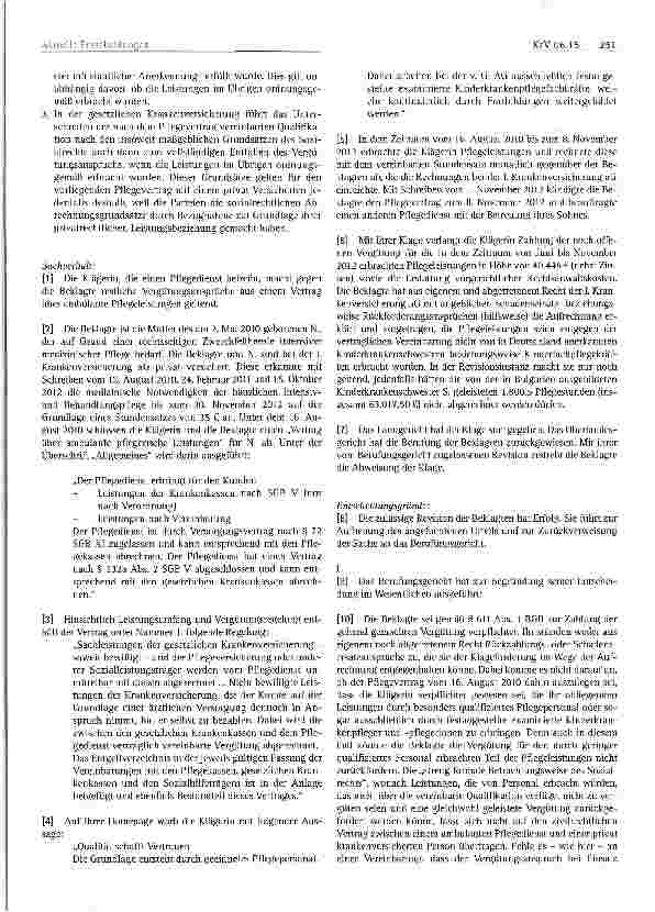 Vorschauseite 2: Private Pflegeversicherung -Vergütungsanspruch Vergütungsanspruch - Vergleich private und gesetzliche Krankenversicherung - Qualitätsanforderungen