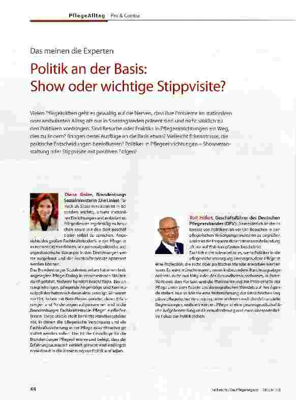 Vorschauseite 1: Politik an der Basis: Show oder wichtige Stippvisite?