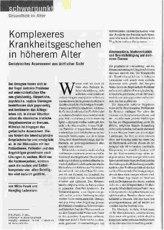 Vorschauseite 1: Komplexeres Krankheitsgeschehen in höherem Alter