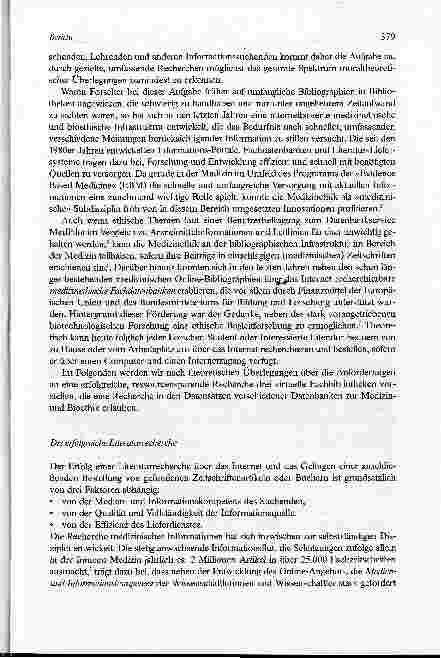 Vorschauseite 2: Bericht aus der Werkstatt Teil 2: Bioethische Infrastruktur zur Literaturbeschaffung über das Internet