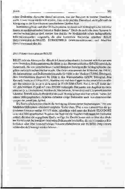 Vorschauseite 4: Bericht aus der Werkstatt Teil 2: Bioethische Infrastruktur zur Literaturbeschaffung über das Internet