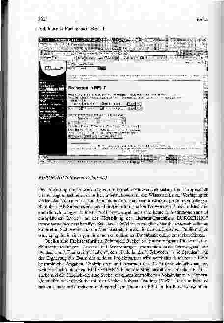 Vorschauseite 5: Bericht aus der Werkstatt Teil 2: Bioethische Infrastruktur zur Literaturbeschaffung über das Internet