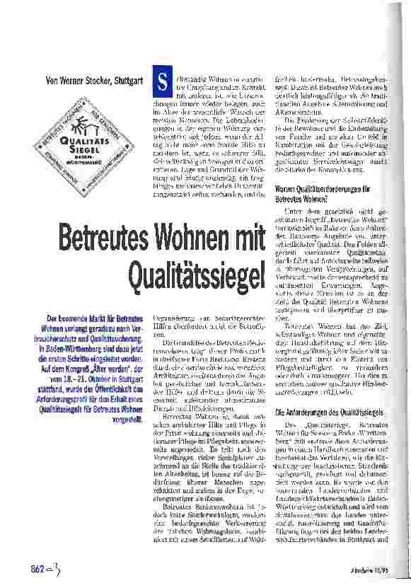 Vorschauseite 1: Betreutes Wohnen mit Qualitätssiegel
