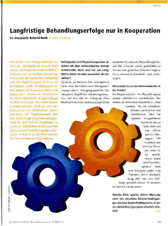Vorschauseite 1: Langfristige Behandlungserfolge nur in Kooperation
