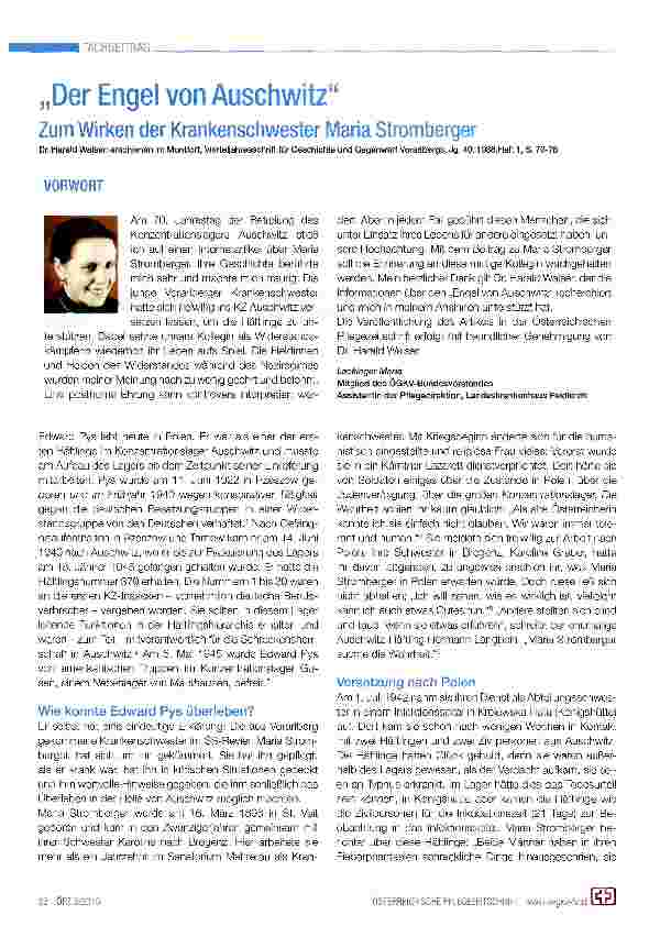 Vorschauseite 1: „Der Engel von Auschwitz