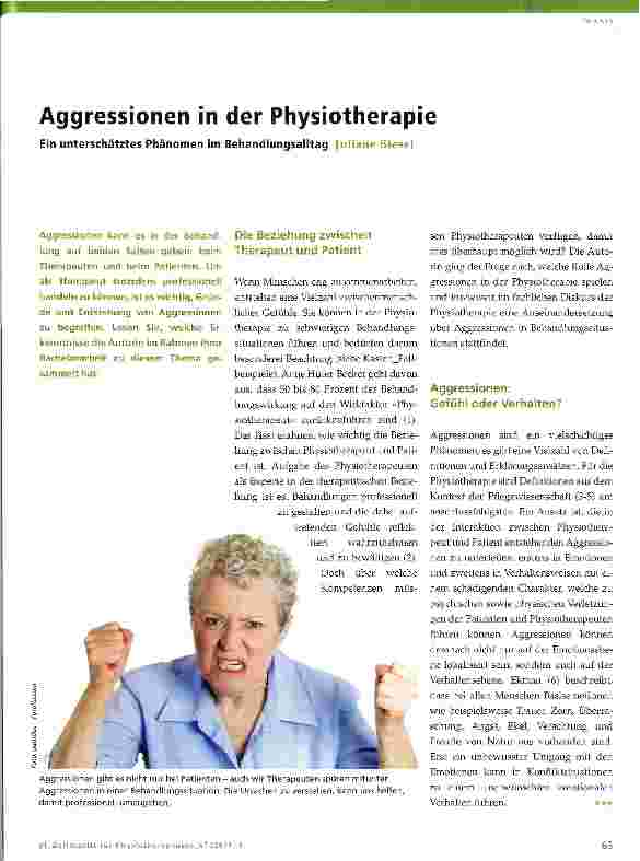Vorschauseite 1: Aggressionen in der Physiotherapie