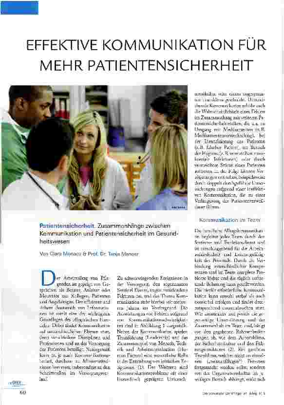 Vorschauseite 1: EFFEKTIVE KOMMUNIKATION FÜR MEHR PATIENTENSICHERHEIT