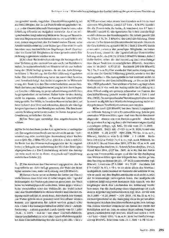 Vorschauseite 2: Wahlanfechtungsbefugnis der Geschäftsleitung der gemeinsamen Einrichtung