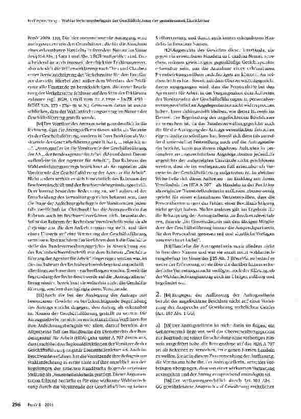 Vorschauseite 3: Wahlanfechtungsbefugnis der Geschäftsleitung der gemeinsamen Einrichtung