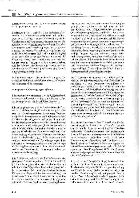 Vorschauseite 2: Anwendung der Leiharbeitsrichtlinie auf Rote-Kreuz-Schwestern