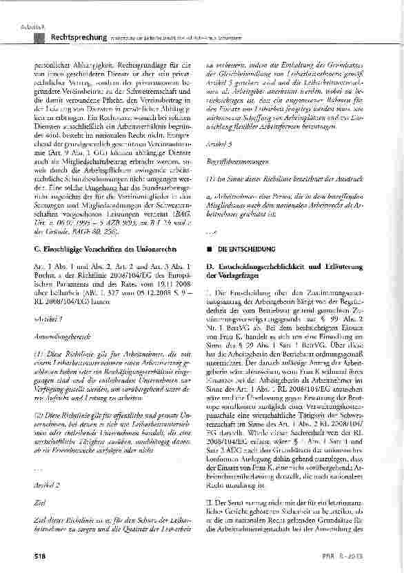 Vorschauseite 4: Anwendung der Leiharbeitsrichtlinie auf Rote-Kreuz-Schwestern