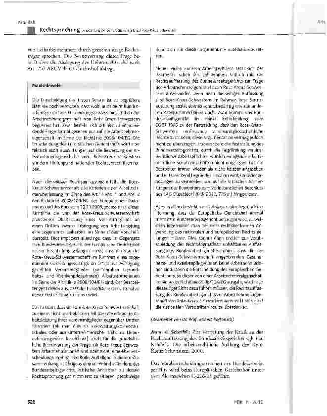 Vorschauseite 6: Anwendung der Leiharbeitsrichtlinie auf Rote-Kreuz-Schwestern