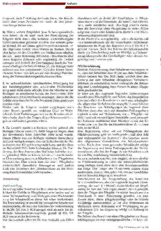 Vorschauseite 3: Zu den Sicherungspflichten des Einrichtungsträgers bei leistungsunabhängigen Stürzen von Bewohnern