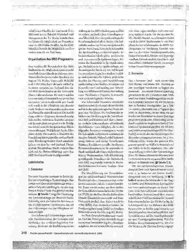 Vorschauseite 3: Epidemiologische Masterstudiengänge in DeutschlandErfahrungen aus Berlin - aktueller Stand und Perspektiven