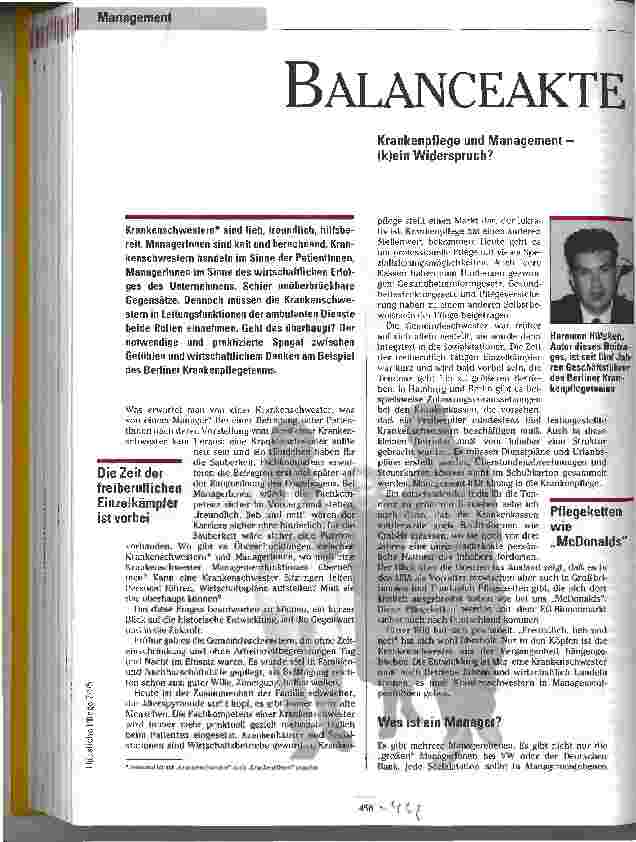 Vorschauseite 1: Balanceakte Krankenpflege und Management - (k)ein Widerspruch?