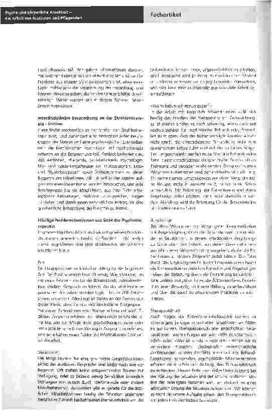 Vorschauseite 2: Psyche und körperliche Krankheit-die Arbeit mit Ärztinnen und Pflegenden