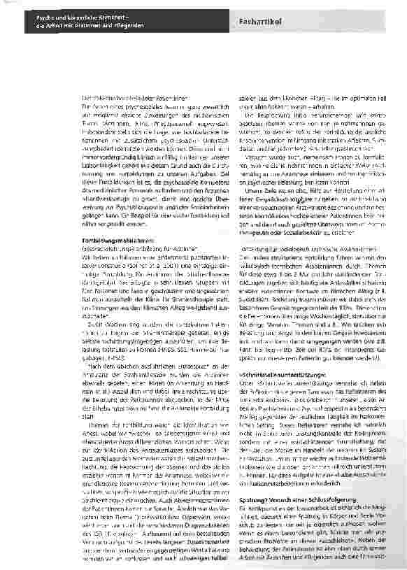 Vorschauseite 3: Psyche und körperliche Krankheit-die Arbeit mit Ärztinnen und Pflegenden