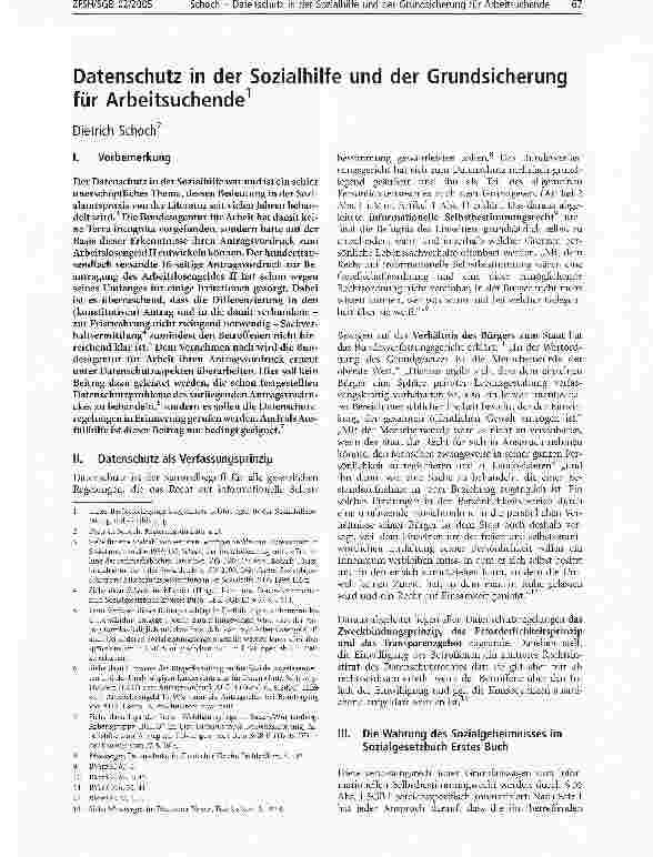 Vorschauseite 1: Datenschutz in der Sozialhilfe und der Grundsicherung für Arbeitsuchende