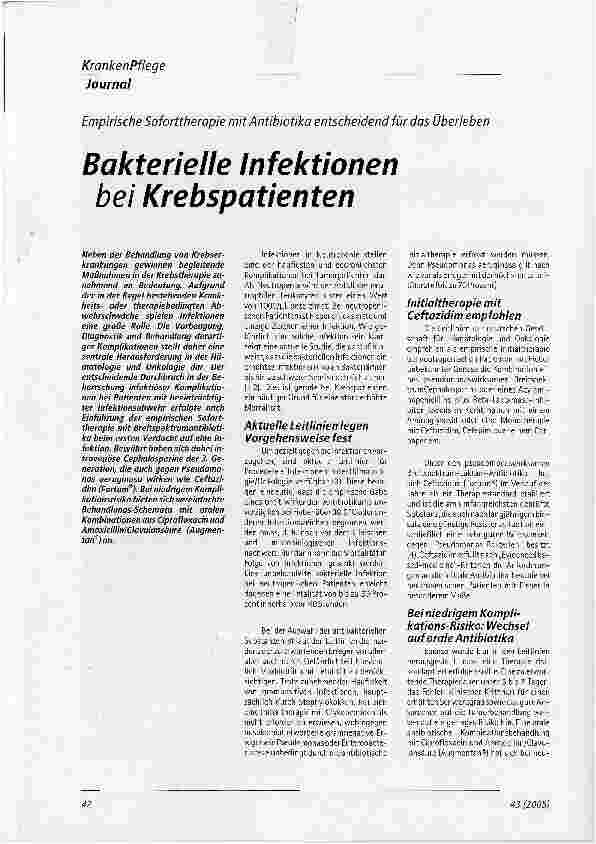 Vorschauseite 1: Bakterielle Infektionen bei Krebspatienten