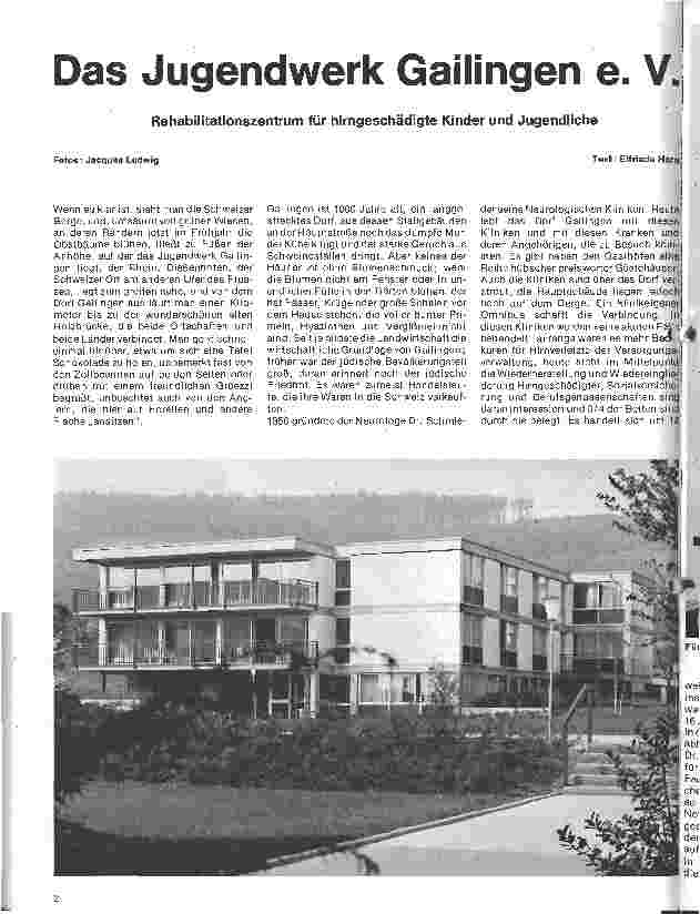 Vorschauseite 1: Das Jugendwerk Gailingen e.V Rehabilitationszentrum für hirngeschädigte Kinder und Jugendliche