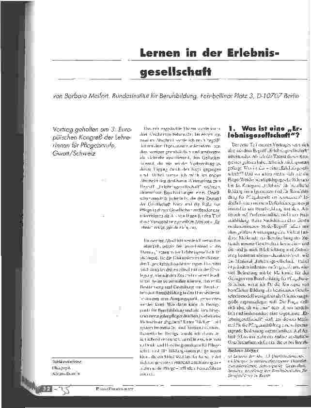Vorschauseite 1: Lernen in der Erlebnisgesellschaft
