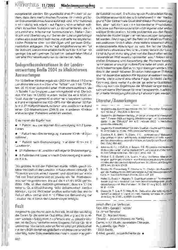 Vorschauseite 2: Mindestmengen nach § 137 - kann die externe vergleichende Qualitätssicherung einen Beitrag zur Diskussion leisten?