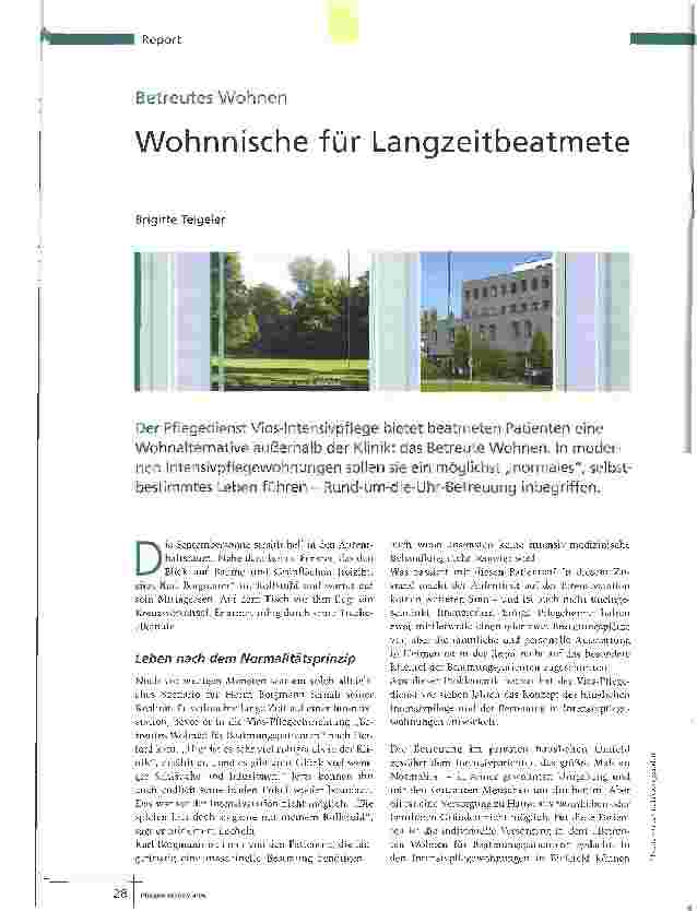 Vorschauseite 1: Betreutes WohnenWohnnische für Langzeitbeatmete