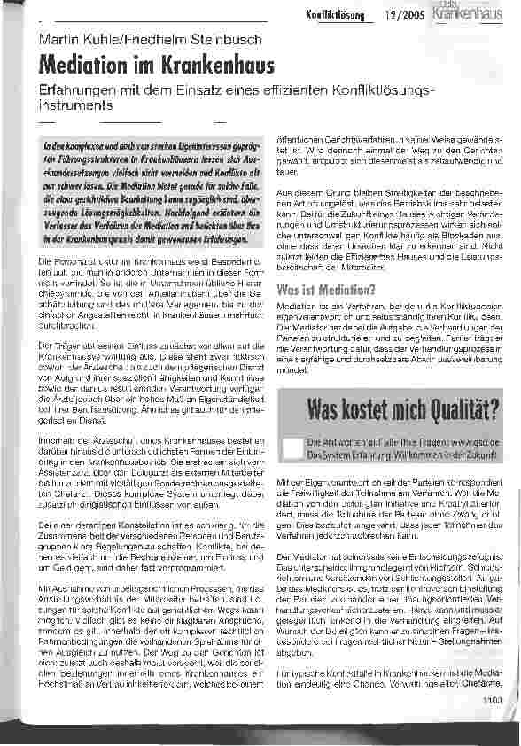 Vorschauseite 1: Mediation im Krankenhaus