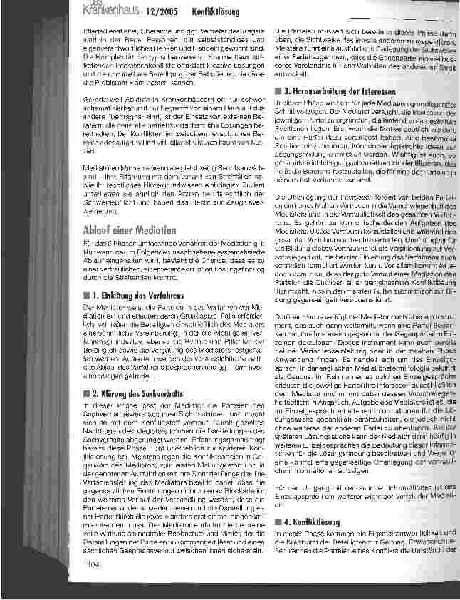 Vorschauseite 2: Mediation im Krankenhaus
