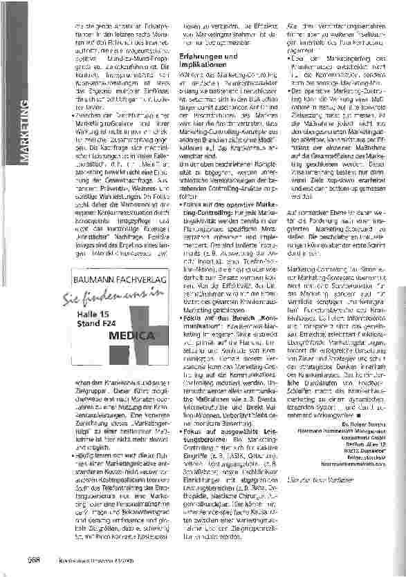 Vorschauseite 4: Ist Marketing Erfolg messbar? Ansätze für ein Marketing-Controlling im Krankenhaus
