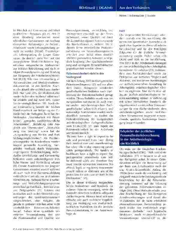 Vorschauseite 3: Behandlungsqualität und Patientensicherheit: Eckpunkte zur ärztlich-personellen Ausstattung anästhesiologischer Arbeitsplätze in Krankenhäusern