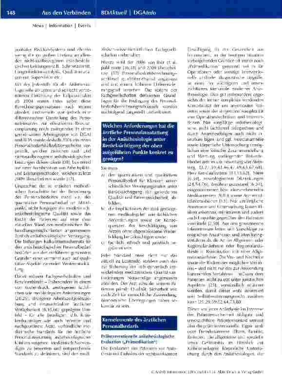 Vorschauseite 4: Behandlungsqualität und Patientensicherheit: Eckpunkte zur ärztlich-personellen Ausstattung anästhesiologischer Arbeitsplätze in Krankenhäusern