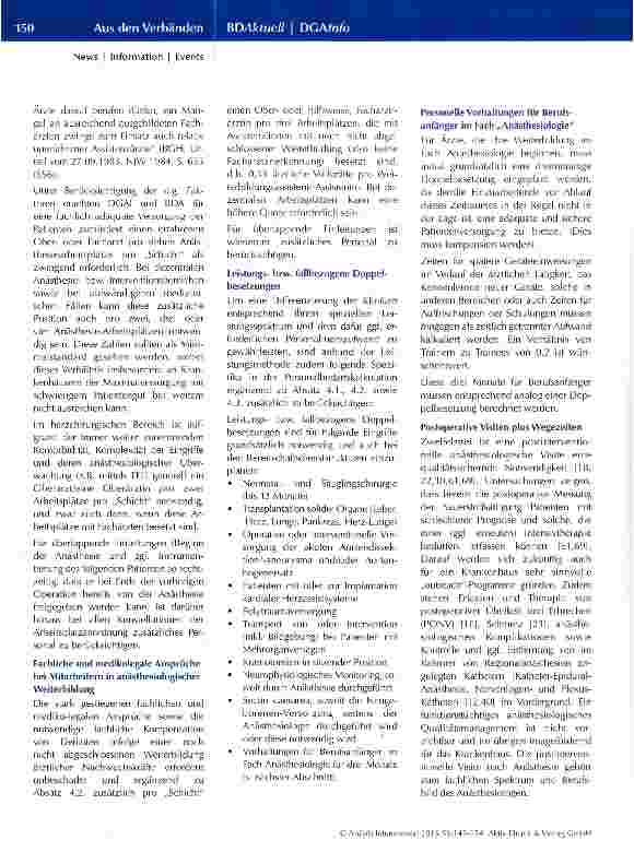 Vorschauseite 6: Behandlungsqualität und Patientensicherheit: Eckpunkte zur ärztlich-personellen Ausstattung anästhesiologischer Arbeitsplätze in Krankenhäusern