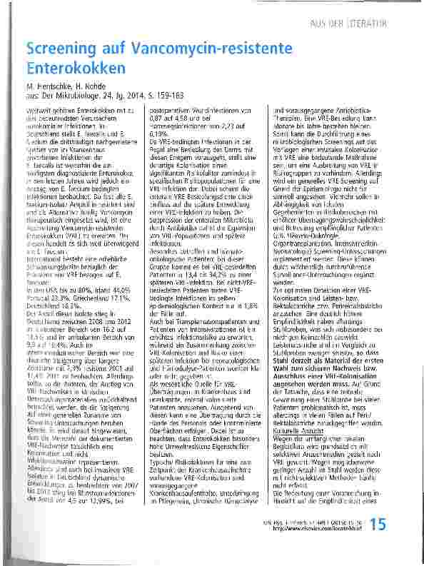 Vorschauseite 1: Screening auf Vancomycin-resistente Enterokokken