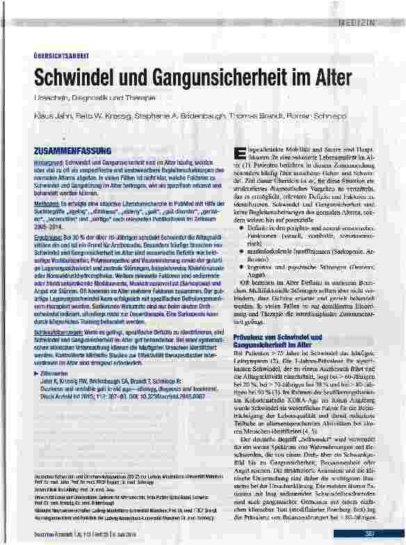 Vorschauseite 1: Schwindel und Gangunsicherheit im Alter