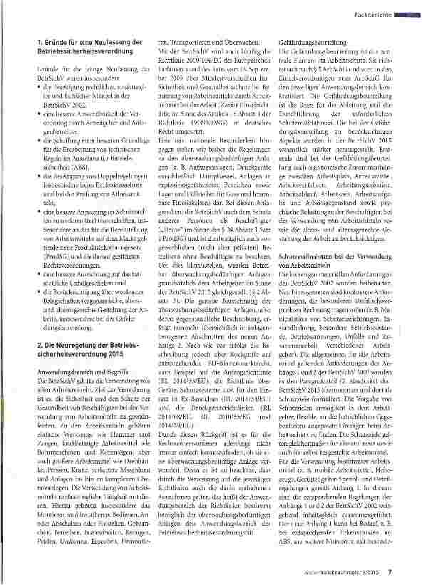Vorschauseite 2: Die neue Betriebssicherheitsverordnung 2015