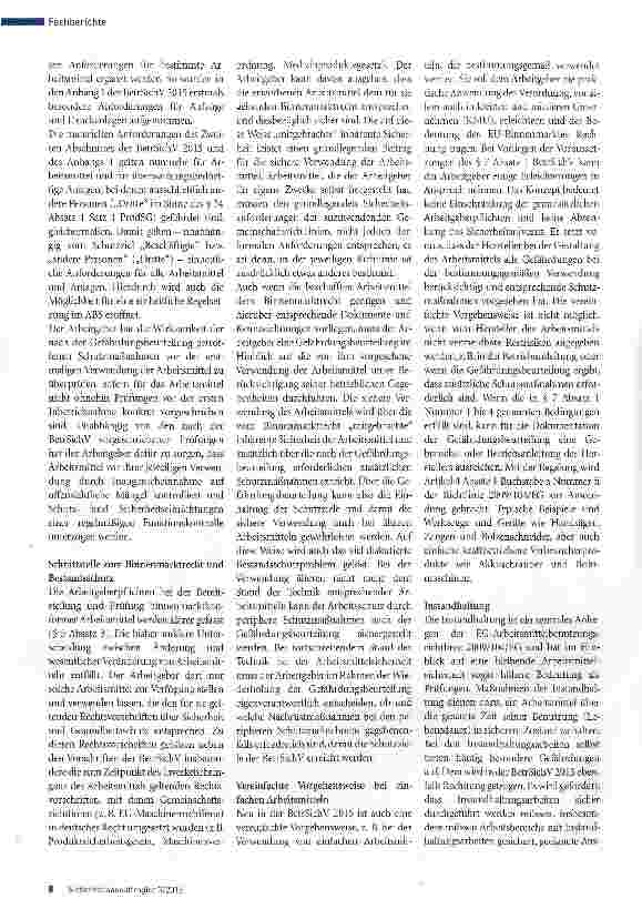 Vorschauseite 3: Die neue Betriebssicherheitsverordnung 2015