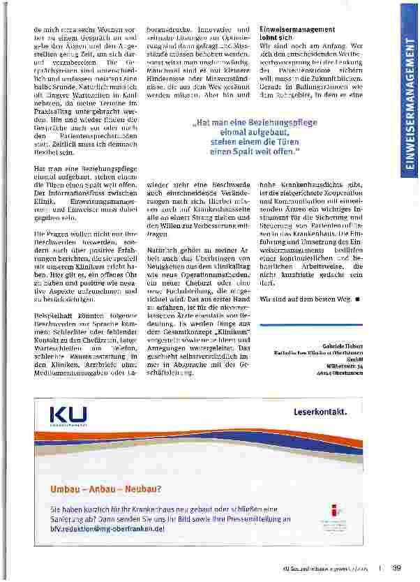 Vorschauseite 3: Patientenströme lenken Das Bindeglied zwischen Klinik und Einweisern