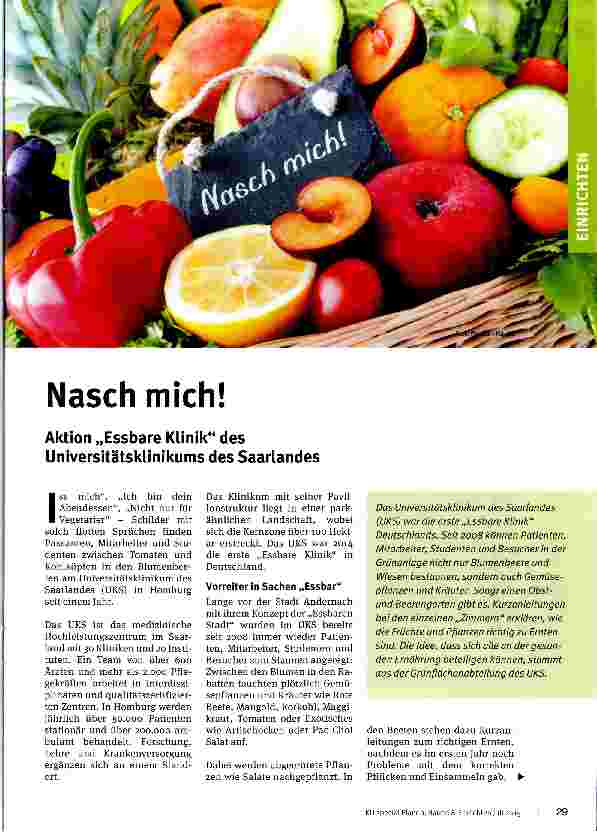 Vorschauseite 1: Nasch mich! Aktion „Essbare Klinik des Universitätsklinikums des Saarlandes