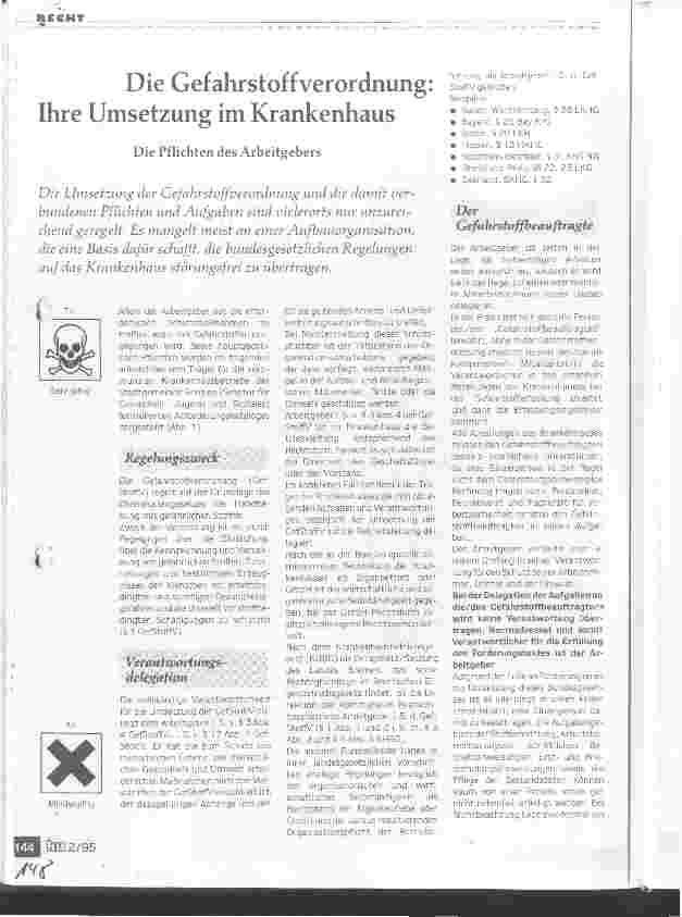 Vorschauseite 1: Die Gefahrstoffverordnung: Ihre Umsetzung im Krankenhaus