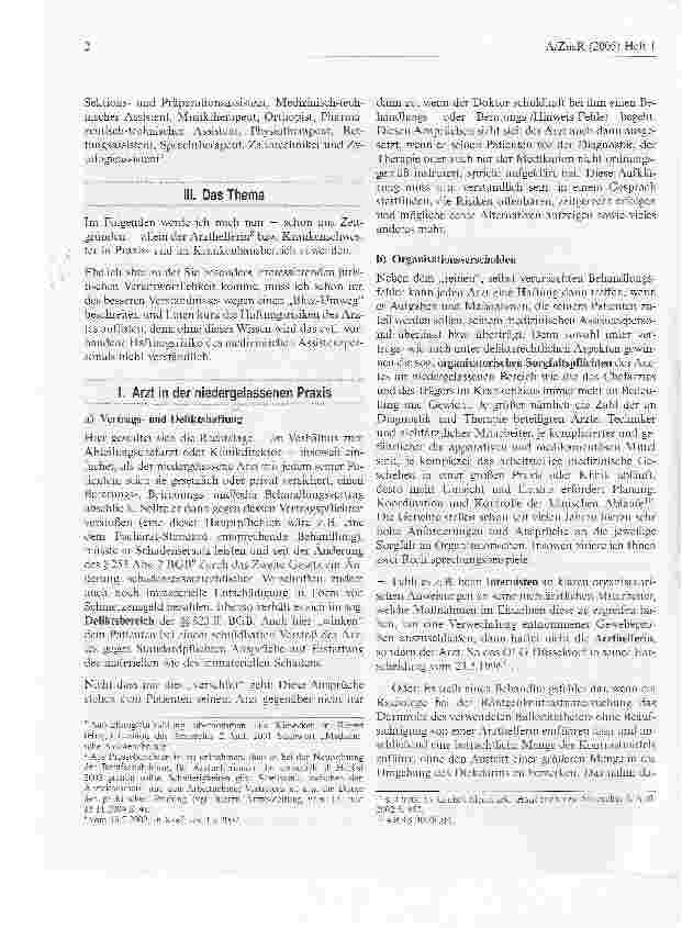 Vorschauseite 2: Zur rechtlichen Verantwortung des Assistenzpersonals:Arzthelferin - Krankenschwester