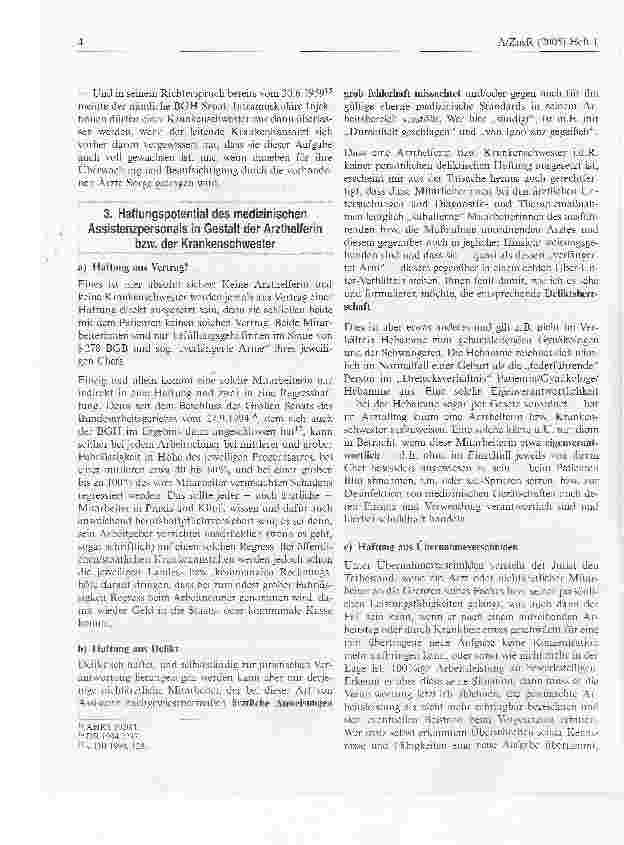 Vorschauseite 4: Zur rechtlichen Verantwortung des Assistenzpersonals:Arzthelferin - Krankenschwester