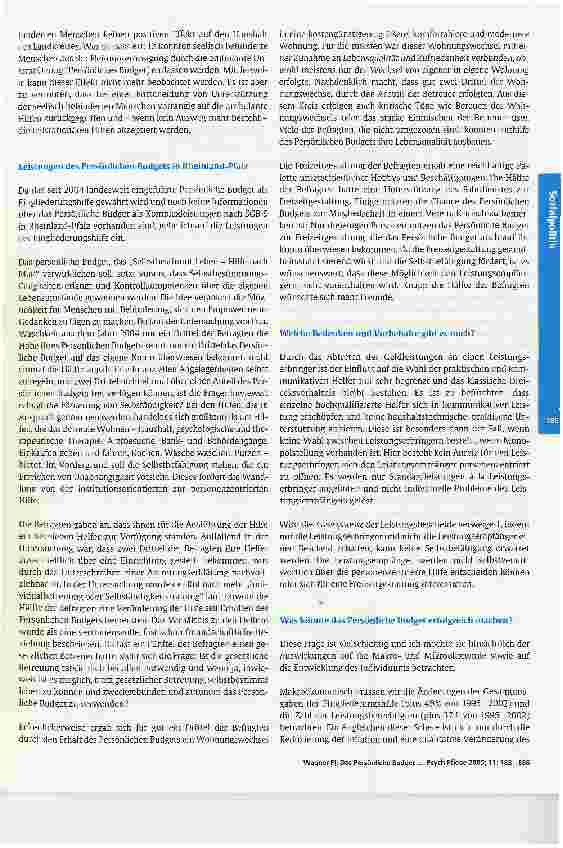 Vorschauseite 3: Das Persönliche Budget - Weg oder Irrweg?