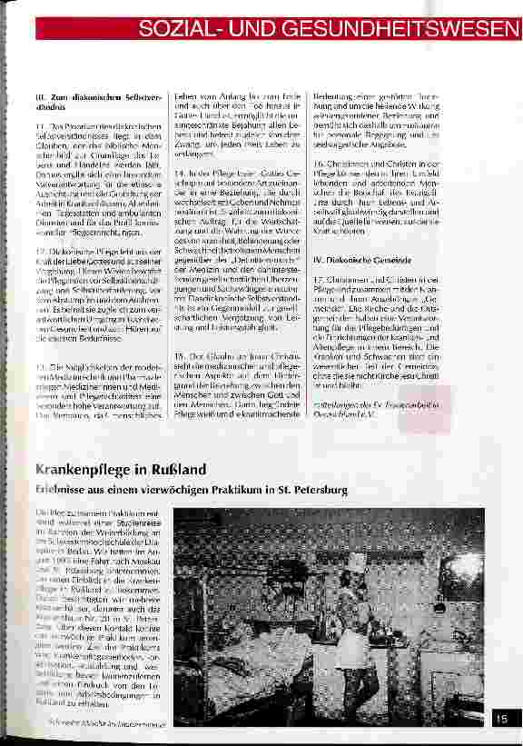 Vorschauseite 2: Pflege unter diakonischen, fachlichen und berufspolitischen Aspekten Thesen der EFD-Arbeitsgruppe Pflege (Stand November 1994)