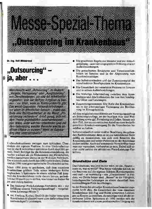 Vorschauseite 1: Outsourcing - ja, aber. ..