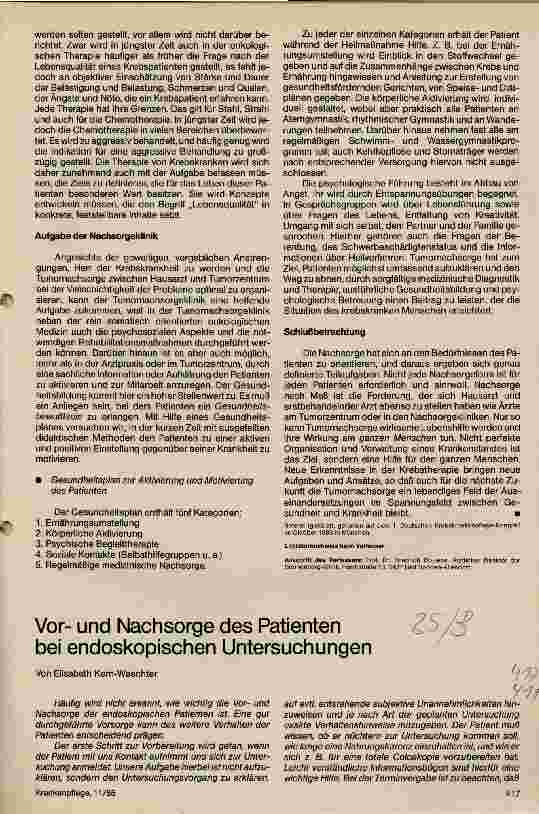 Vorschauseite 1: Vorund Nachsorge des Patienten bei endoskopischen Untersuchungen