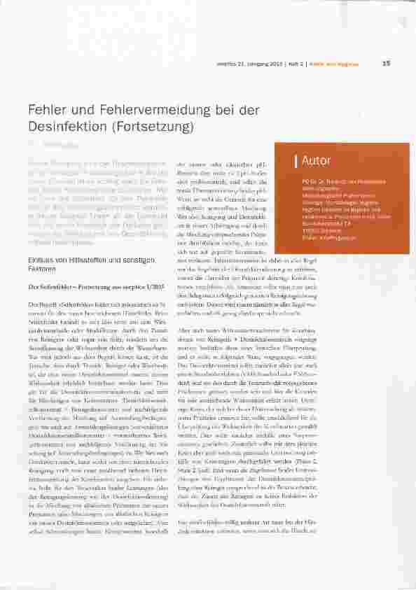 Vorschauseite 1: Fehler und Fehlervermeidung bei der Desinfektion (Fortsetzung)